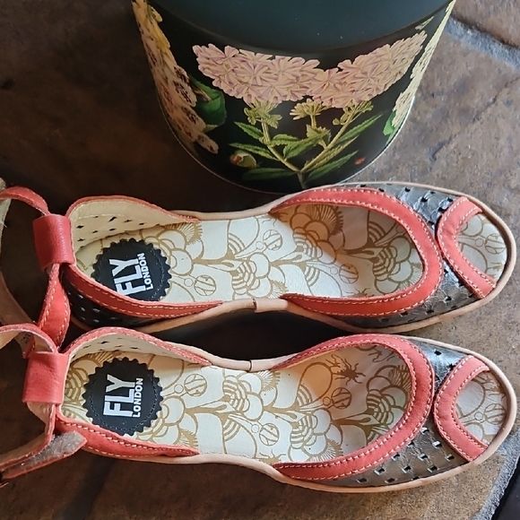 Fly London Women's Sandals in Red and Gray - Picture 5 of 6